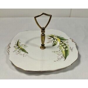 Melba Bone China Lily of the Valley Plate Converted Serving Dish Brass Handle